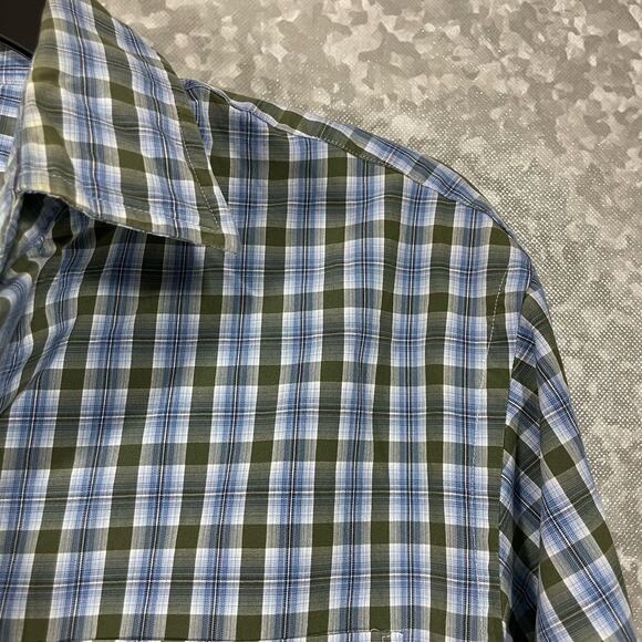 J Crew Blue Plaid 80's 2-Ply Long Sleeve Button Up Shirt - Size Medium 15-15 1/2 - Picture 2 of 5